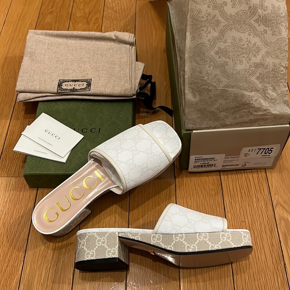 Gucci White Mules Elegant Design